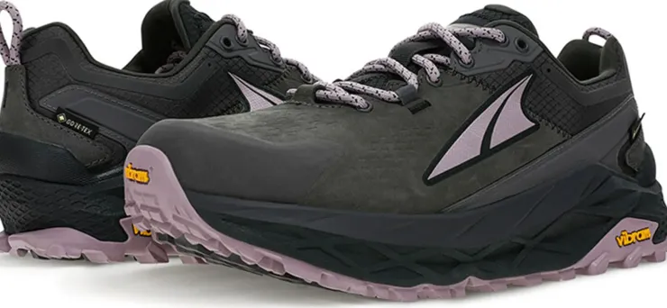 Walking Shoes-Altra Womens Olympus 5 Hike Low GTX Trail Shoes - Gray-Black