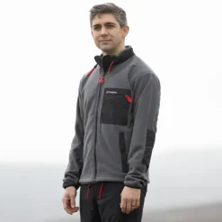 Fleece & Mid Layer|Fleece & Mid Layer-Berghaus Unisex Ascent 91 Fleece Jacket - AU Grey Pinstripe-Jet Black