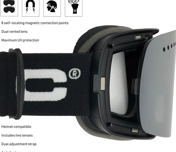 Eyewear-Bloc Eyewear BLOC Fifty-Five Goggle - Matt White-Blue Mirror Lens-Powder Lens
