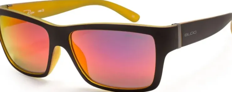 Eyewear-Bloc Eyewear BLOC Riser Sunglasses - Matt Black-Yellow Red Mirror