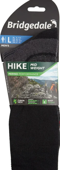 Socks|Socks-Bridgedale Mens Hike Midweight Merino Socks - Black