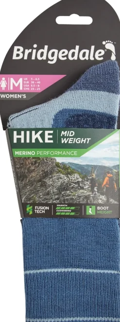 Socks|Socks-Bridgedale Womens Hike Midweight Merino Socks - Blue-Sky