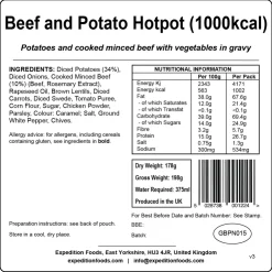 Lunch/ Dinner-Expedition Foods Beef and Potato Hotpot - 1000kcal