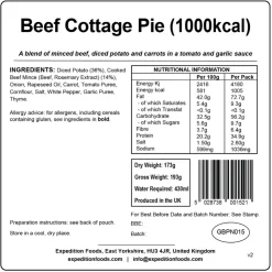 Lunch/ Dinner-Expedition Foods Beef Cottage Pie - 1000kcal