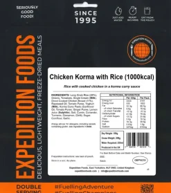 Lunch/ Dinner-Expedition Foods Chicken Korma with Rice - 1000kcal