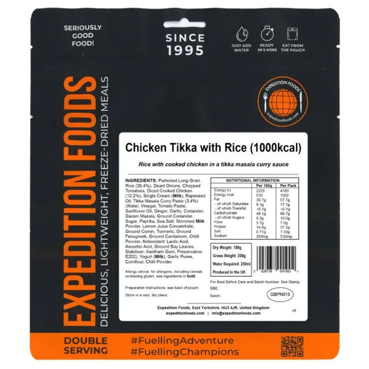 Lunch/ Dinner-Expedition Foods Chicken Tikka with Rice - 1000kcal