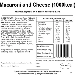 Lunch/ Dinner-Expedition Foods Macaroni and Cheese - 1000kcal
