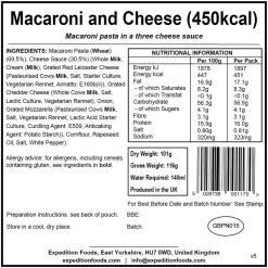 Lunch/ Dinner-Expedition Foods Macaroni and Cheese - 450kcal