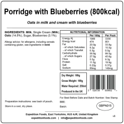 Breakfast-Expedition Foods Porridge with Blueberries - 800kcal