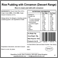 Dessert-Expedition Foods Rice Pudding with Cinnamon - Dessert Range
