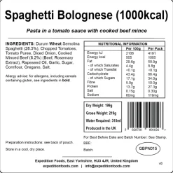 Lunch/ Dinner-Expedition Foods Spaghetti Bolognese - 1000kcal