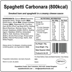 Lunch/ Dinner-Expedition Foods Spaghetti Carbonara - 800kcal