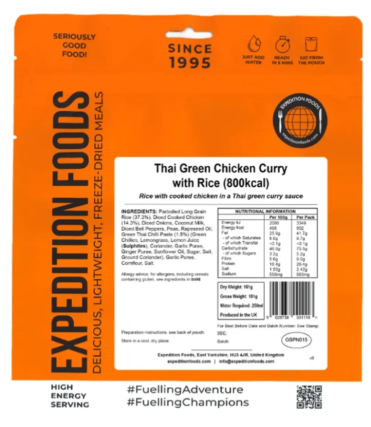 Lunch/ Dinner-Expedition Foods Thai Green Chicken Curry with Rice - 800kcal