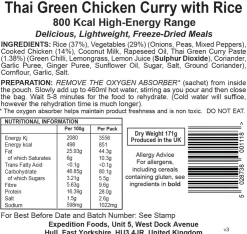 Lunch/ Dinner-Expedition Foods Thai Green Chicken Curry with Rice - 800kcal
