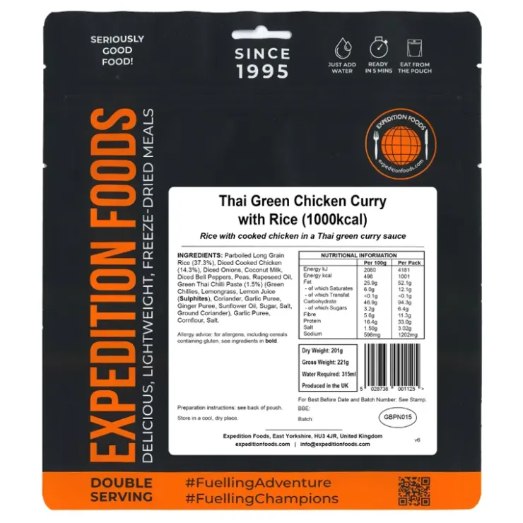 Lunch/ Dinner-Expedition Foods Thai Green Chicken Curry with Rice - 1000kcal