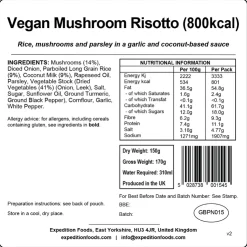 Lunch/ Dinner-Expedition Foods Vegan Mushroom Risotto - 800kcal
