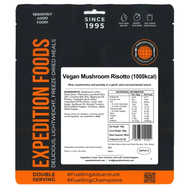 Lunch/ Dinner-Expedition Foods Vegan Mushroom Risotto - 1000kcal