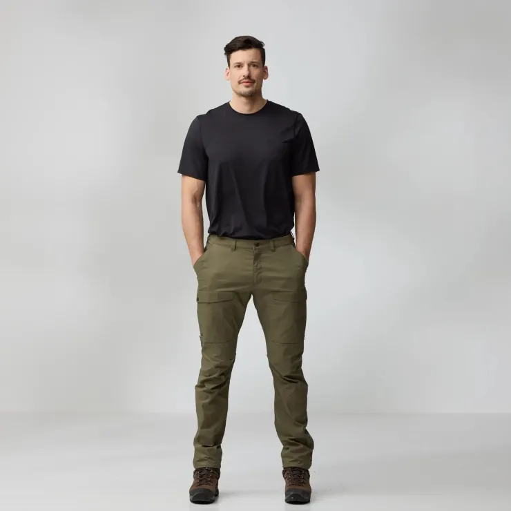 Trousers & Leg Wear-Fjallraven Mens Abisko Hybrid Trail Trousers - Black