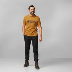 T-Shirts & Baselayers-Fjallraven Mens Lush Logo T-shirt - Acorn