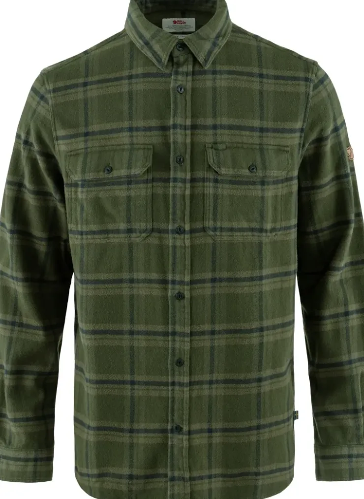 Shirts-Fjallraven Mens Ovik Heavy Flannel Shirt - Deep Forest-Laurel Green