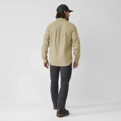 Shirts-Fjallraven Mens Ovik Travel LS Shirt - Sand Stone