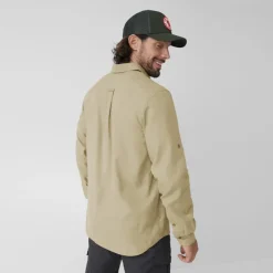Shirts-Fjallraven Mens Ovik Travel LS Shirt - Sand Stone