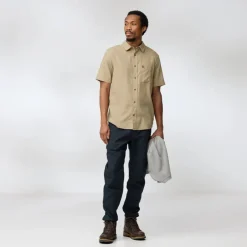 Shirts-Fjallraven Mens Ovik Travel SS Shirt - Chalk White