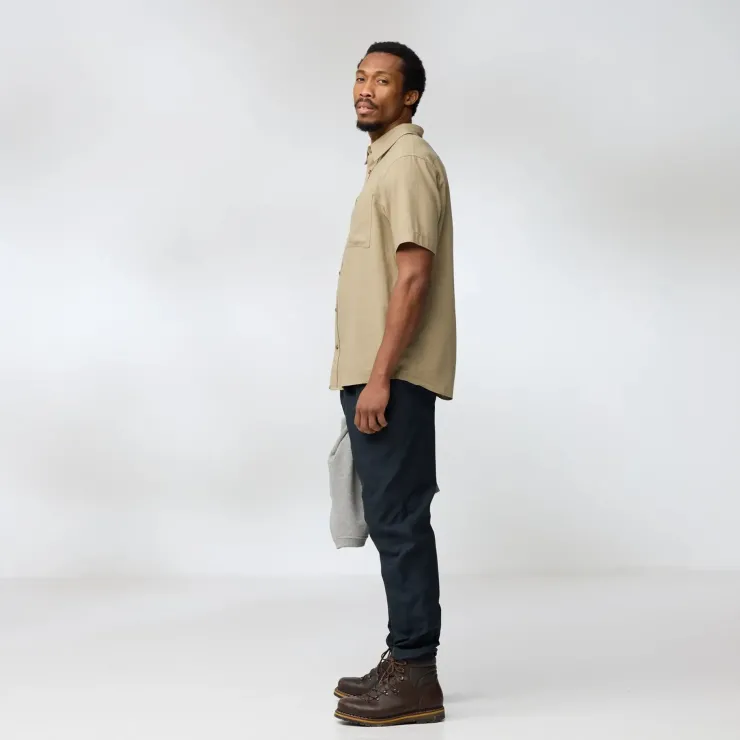 Shirts-Fjallraven Mens Ovik Travel SS Shirt - Chalk White