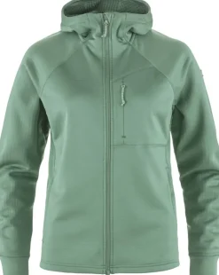 Fleece & Mid Layer-Fjallraven Womens Abisko Grid Fleece Hoodie - Patina Green