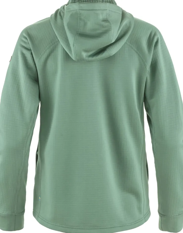 Fleece & Mid Layer-Fjallraven Womens Abisko Grid Fleece Hoodie - Patina Green