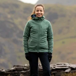 Fleece & Mid Layer-Fjallraven Womens Abisko Grid Fleece Hoodie - Patina Green
