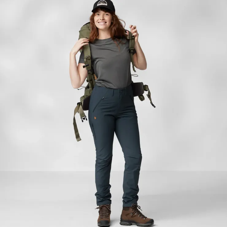 Trousers & Leggings-Fjallraven Womens Abisko Trail Stretch Trousers - Dark Navy