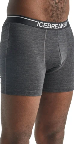 Underwear-Icebreaker Mens Anatomica Boxers - Jet Heather