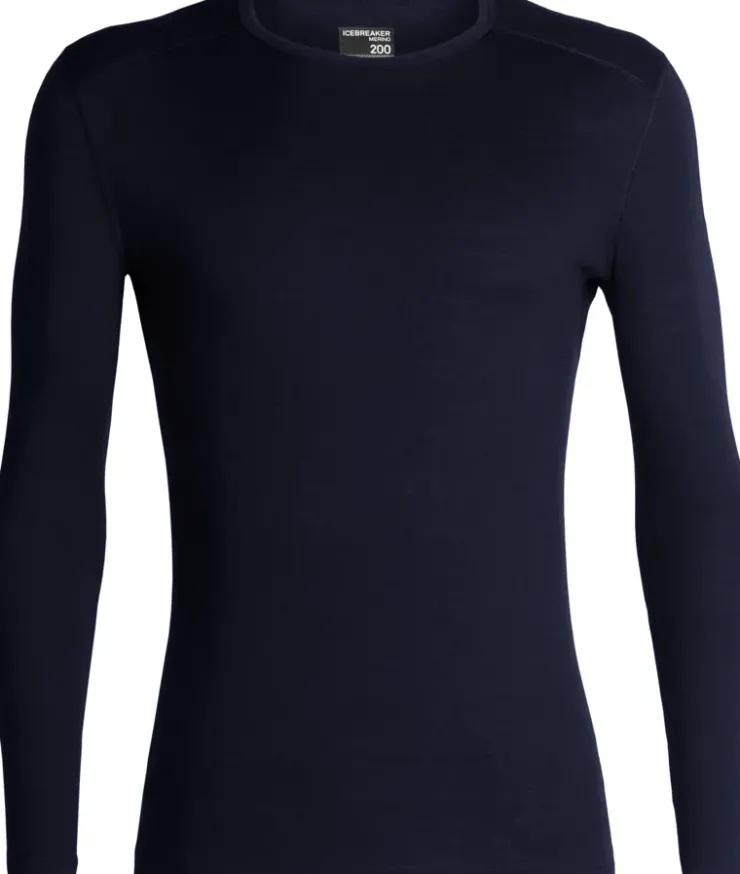T-Shirts & Baselayers-Icebreaker Mens 200 Oasis Long Sleeved Crewe Top - Midnight Navy