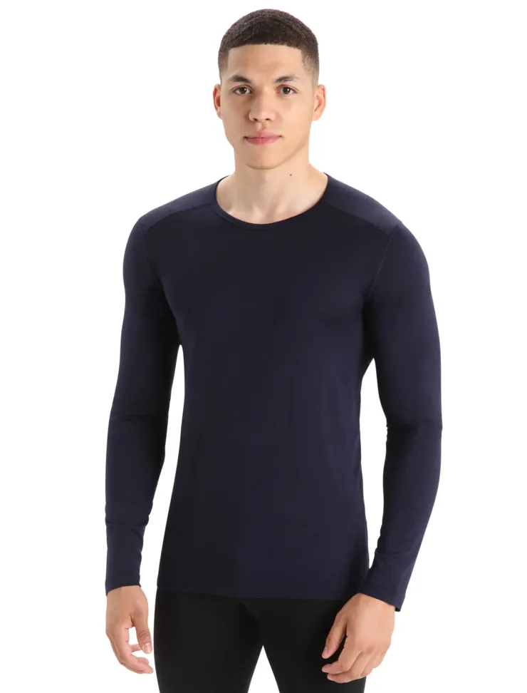 T-Shirts & Baselayers-Icebreaker Mens 200 Oasis Long Sleeved Crewe Top - Midnight Navy