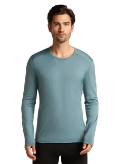 T-Shirts & Baselayers-Icebreaker Mens 200 Oasis Long Sleeved Crewe Top - Blue Ash