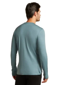 T-Shirts & Baselayers-Icebreaker Mens 200 Oasis Long Sleeved Crewe Top - Blue Ash
