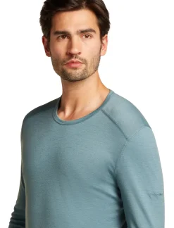 T-Shirts & Baselayers-Icebreaker Mens 200 Oasis Long Sleeved Crewe Top - Blue Ash