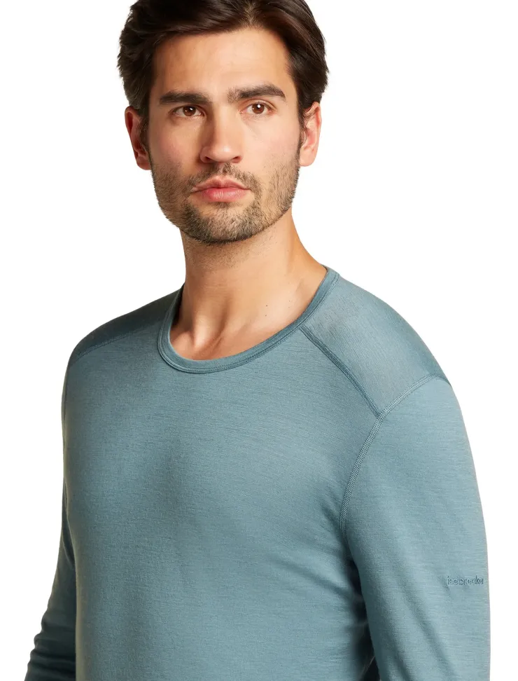 T-Shirts & Baselayers-Icebreaker Mens 200 Oasis Long Sleeved Crewe Top - Blue Ash