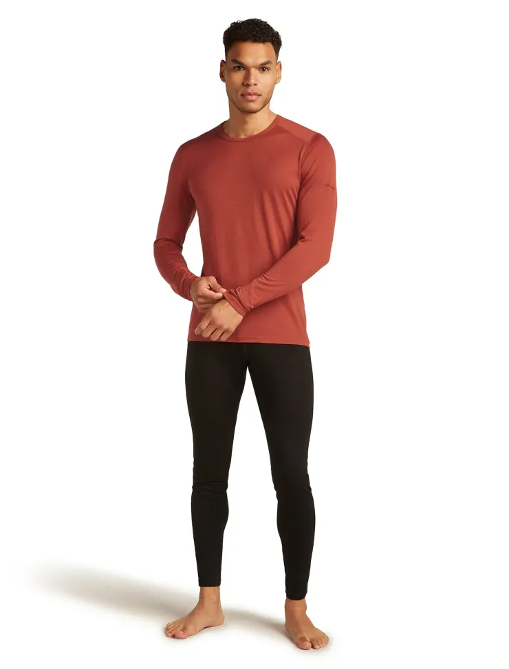 T-Shirts & Baselayers-Icebreaker Mens 200 Oasis Long Sleeved Crewe Top - Jasper