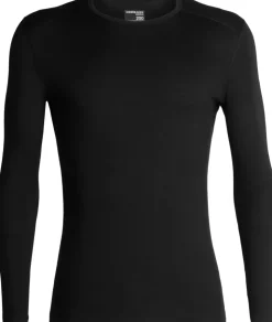 T-Shirts & Baselayers-Icebreaker Mens 200 Oasis Long Sleeved Crewe Top - Black