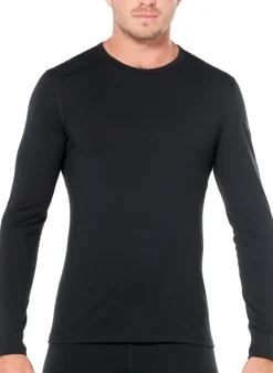 T-Shirts & Baselayers-Icebreaker Mens 200 Oasis Long Sleeved Crewe Top - Black