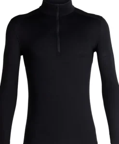 T-Shirts & Baselayers-Icebreaker Mens 200 Oasis LS Half Zip Top - Black