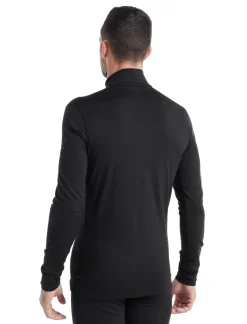 T-Shirts & Baselayers-Icebreaker Mens 200 Oasis LS Half Zip Top - Black