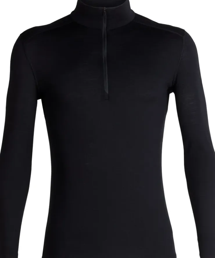 T-Shirts & Baselayers-Icebreaker Mens 200 Oasis LS Half Zip Top - Black