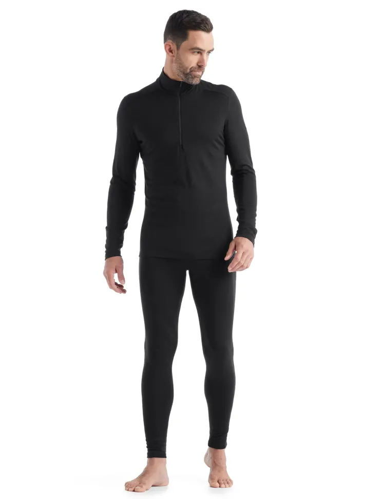 T-Shirts & Baselayers-Icebreaker Mens 200 Oasis LS Half Zip Top - Black