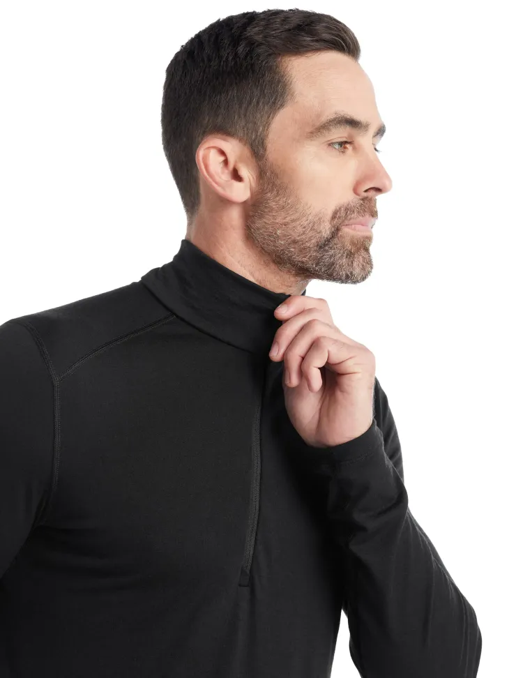 T-Shirts & Baselayers-Icebreaker Mens 200 Oasis LS Half Zip Top - Black