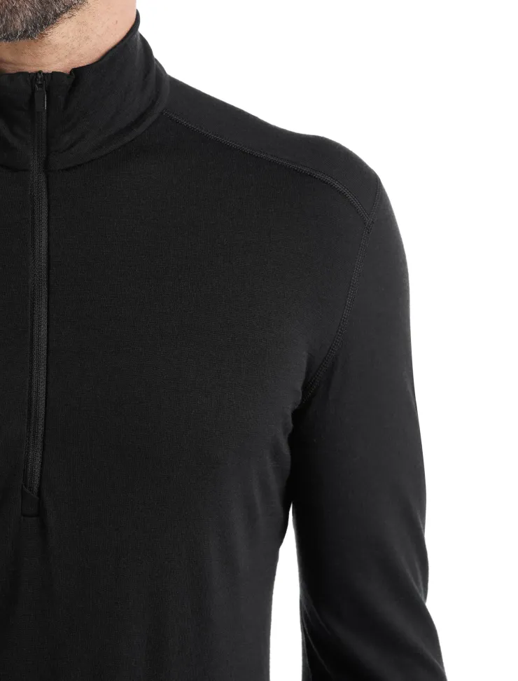 T-Shirts & Baselayers-Icebreaker Mens 200 Oasis LS Half Zip Top - Black