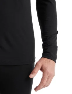 T-Shirts & Baselayers-Icebreaker Mens 200 Oasis LS Half Zip Top - Black