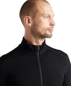 T-Shirts & Baselayers-Icebreaker Mens 260 Tech LS Half Zip Top - Black